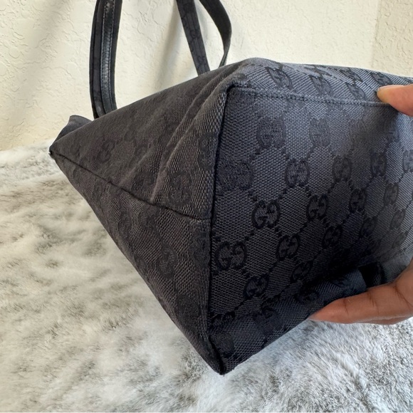Gucci Gg Canvas / Denim Double Pocket Tote- Black  P0070 - Picture 9 of 14